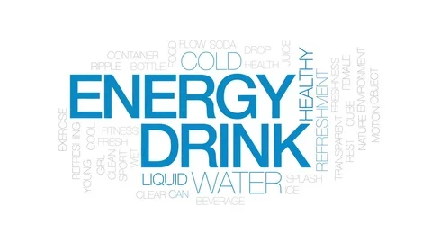 Energy drink animated word cloud, text design animation. Kinetic typography. Stock Footage 75495649