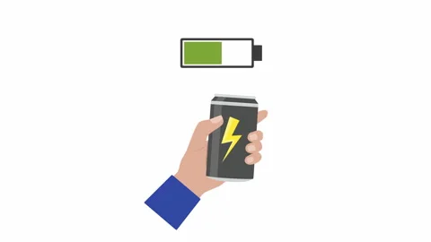 Energy Drink Boost Animation with Battery Charge Indicator Видео 336028569
