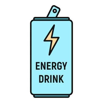 Energy drink can with lightning bolt symbol icon Stock Illustration