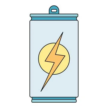 Energy drink can with lightning bolt symbol Stock Illustration