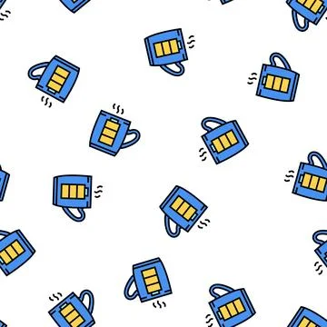 Energy drink cup vector seamless pattern Stock Illustration