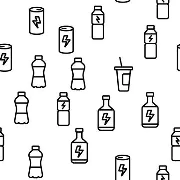 Energy Drink Vector Seamless Pattern Stock Illustration