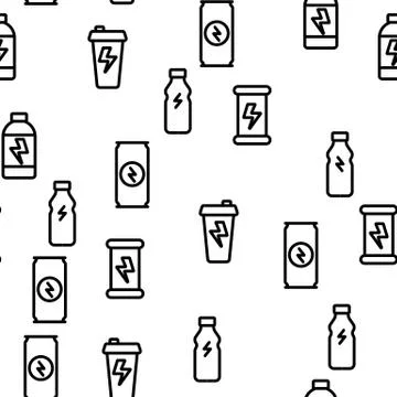 Energy Drink Vector Seamless Pattern Stockillustratie