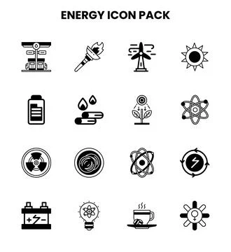 Energy DuoTone Bundle Icons Pack Stock Illustration