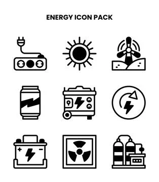 Energy DuoTone Bundle Icons Pack Stock Illustration