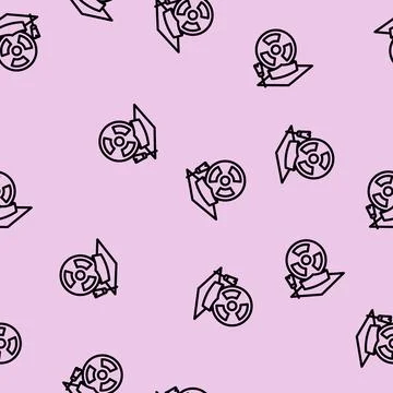 Energy education nuclear line vector seamless pattern Illustrazione stock