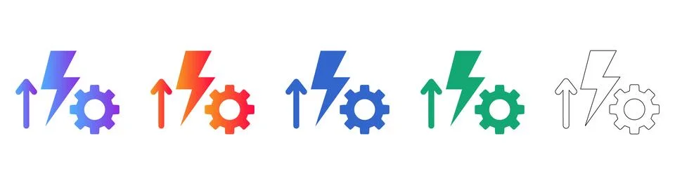 Energy Efficiency and Optimization Icons Stock Illustration