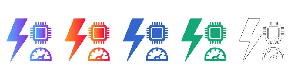 Energy Efficiency and Performance Metrics Icons Stock Illustration