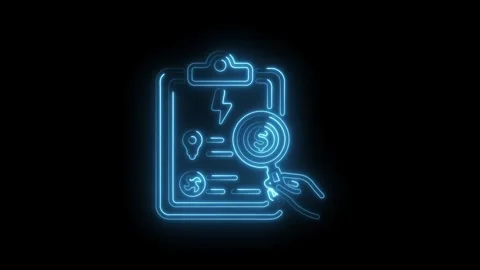 Energy efficiency audit with neon glow financial analysis and power optimization Stock Footage 322993076