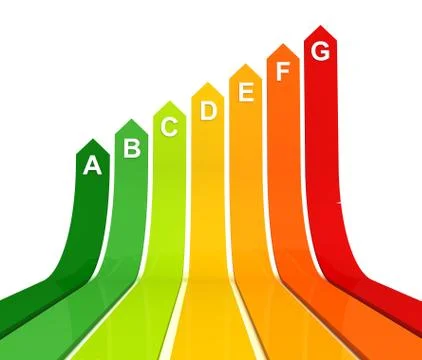 Energy efficiency bar chart 3d illustration Ilustración de archivo