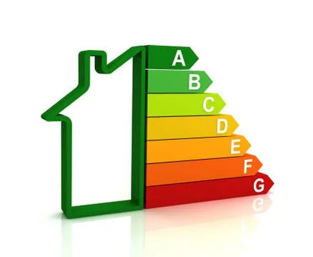 Energy efficiency bar chart concept illustration Ilustración de archivo