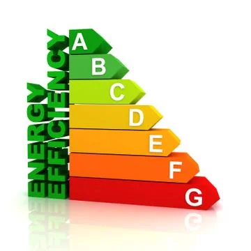 Energy efficiency bar chart concept illustration Ilustración de archivo