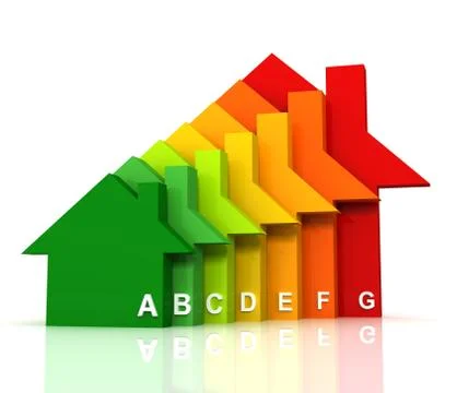 Energy efficiency bar chart concept illustration Ilustración de archivo