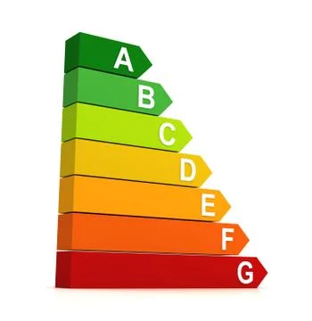 Energy efficiency bar chart concept 3d illustration Ilustración de archivo