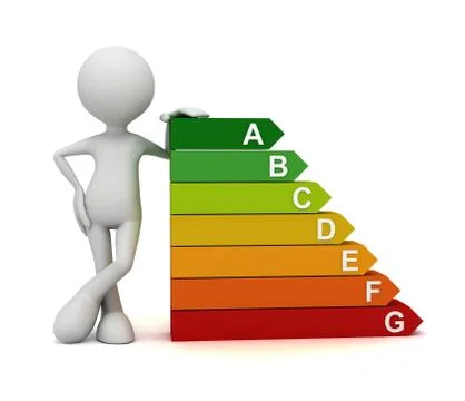 Energy efficiency bar chart concept 3d illustration Ilustración de archivo