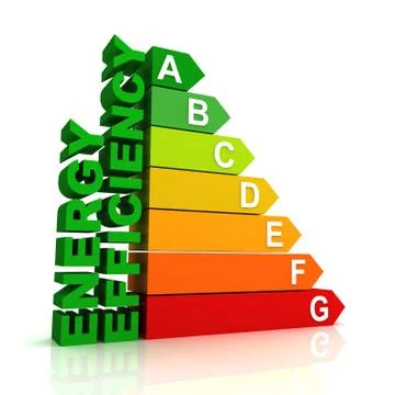 Energy efficiency bar chart concept 3d illustration Ilustración de archivo