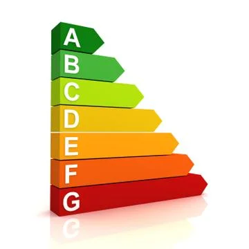 Energy efficiency bar chart concept 3d illustration Ilustración de archivo