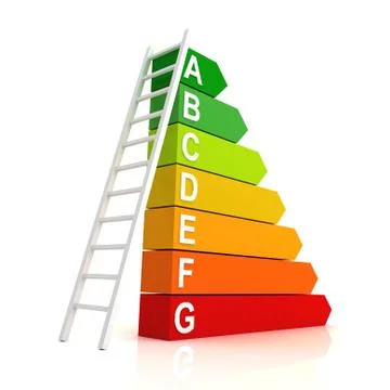 Energy efficiency bar chart concept  3d illustration Ilustración de archivo