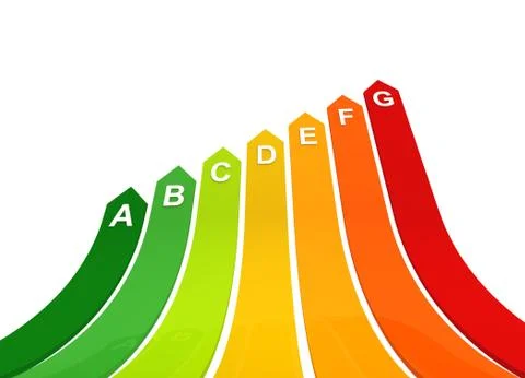 Energy efficiency bar chart concept  3d illustration Ilustración de archivo