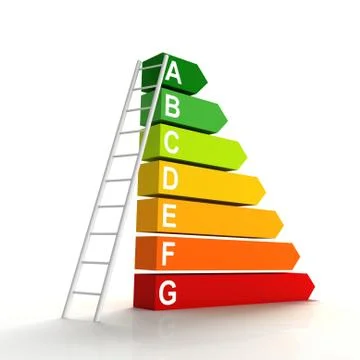 Energy efficiency bar chart concept  3d illustration イラスト素材