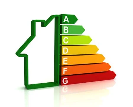 Energy efficiency bar chart concept  3d illustration Ilustración de archivo