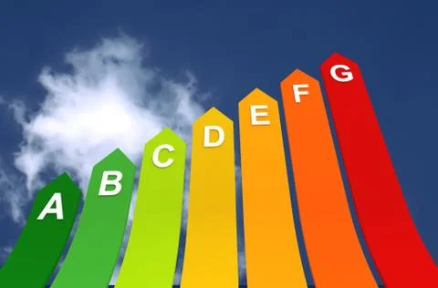 Energy efficiency bar chart concept  3d illustration Ilustración de archivo