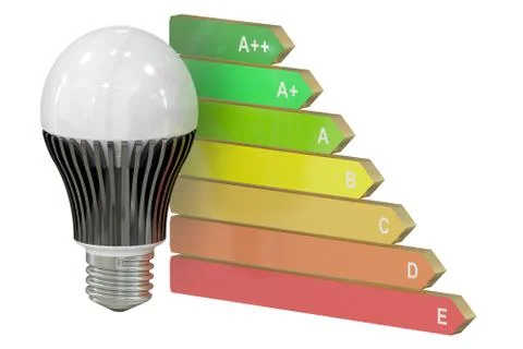 Energy efficiency chart with LED lamp concept Stock Illustration