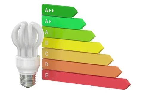 Energy efficiency chart with saving lamp concept Stock Illustration
