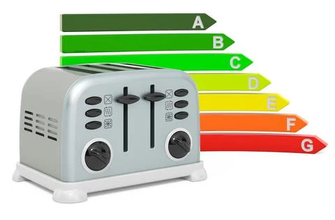 Energy efficiency chart with toaster, 3D rendering Stock Illustration