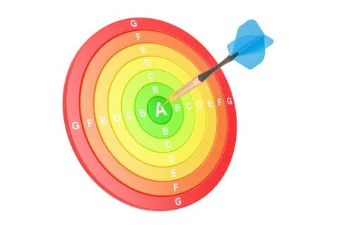 Energy efficiency concept with darts, 3D rendering Stock Illustration