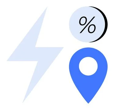 Energy Efficiency Concept with Lightning Bolt, Percentage Symbol, and Locat.. Stock Illustration