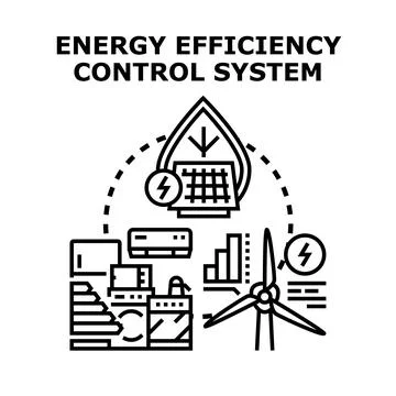 Energy efficiency control system concepts for smart home Stock Illustration
