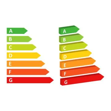 Energy efficiency in flat style. Ecological class vector illustration on isol Illustrazione stock