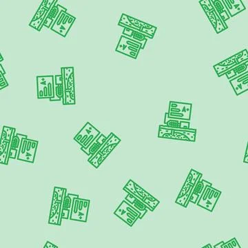 Energy efficiency geothermal line vector seamless pattern 스톡 일러스트