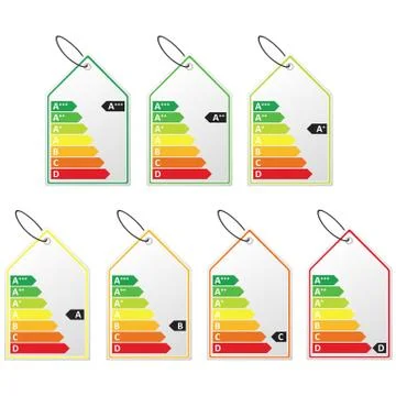 Energy efficiency label set. Eps10 vector illustration. Illustrazione stock