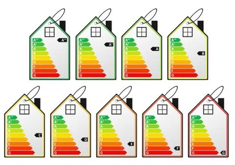 Energy efficiency labels. Eps10 vector illustration. Stock Illustration