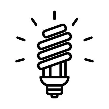 Energy efficiency light bulb linear logo mark in black and white Illustrazione stock