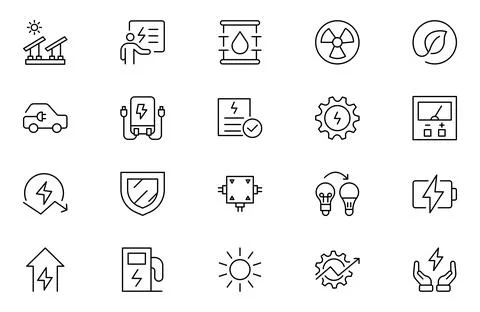 Energy efficiency line icon set. Calculator, energy-saving light bulb, pigg.. Stock Illustration
