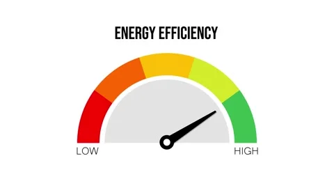 Energy Efficiency Meter Gauge Animation Low to High Video stock 316514617