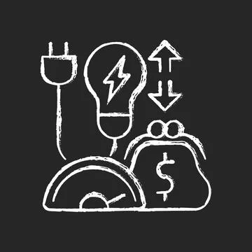 Energy efficiency program chalk white icon on dark background 스톡 일러스트