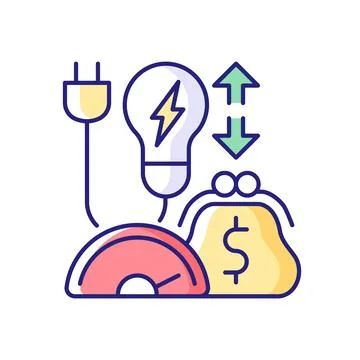 Energy efficiency program RGB color icon 스톡 일러스트