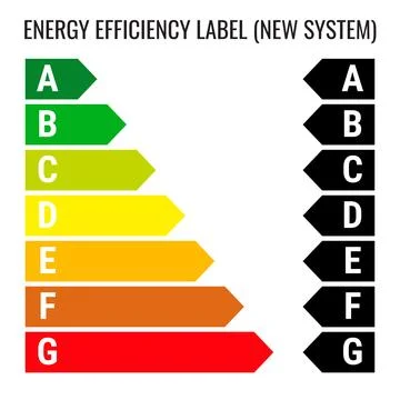 Energy Efficiency Rating Label Isolated on Transparent Background Illustrazione stock