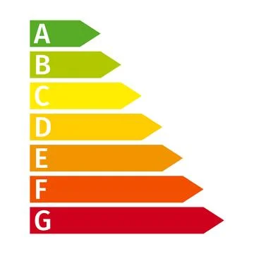 Energy efficiency rating scale featuring performance classes from A to G 스톡 일러스트