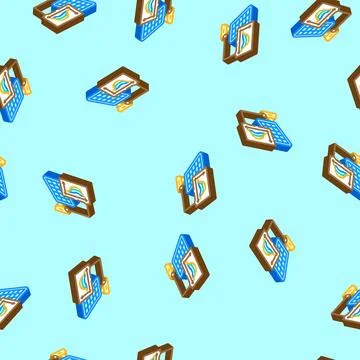 Energy efficiency solar panel isometric icon seamless pattern 스톡 일러스트