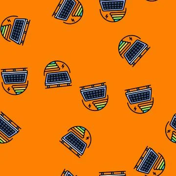 Energy efficiency solar panel vector seamless pattern 스톡 일러스트