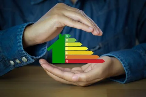 Energy efficiency symbol, concept  Saving energy and green energy. Stock Photos