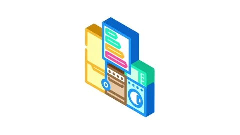 Energy efficient appliances green isometric icon animation Stock Footage 327281527