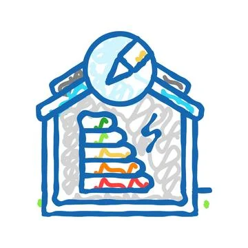 Energy efficient building design icon doodle illustration Ilustración de archivo