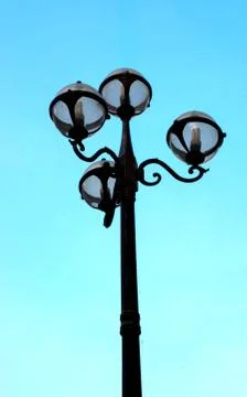 Energy efficient compact fluorescent light bulb street lamp Stock Photos