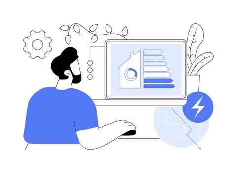 Energy-efficient computers abstract concept vector illustration. Stock Illustration